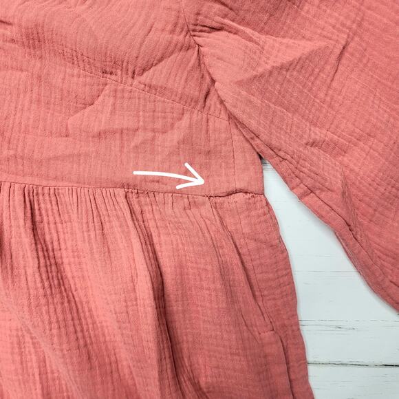 Madewell Lightspun Colette Mini Dress Rose Red Gauze Tiered Baby Doll Small 6 - Picture 9 of 11